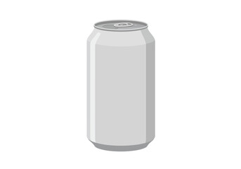A gray aluminum can is depicted on a white background highlighting its cylindrical shape and metallic appearance