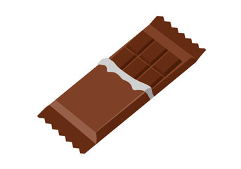 Unwrapped chocolate bar with six visible blocks wrapped in brown paper