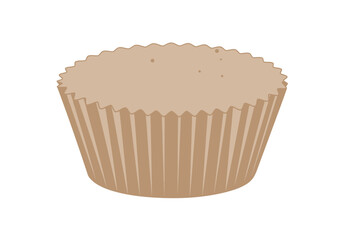 Tan candy with a ridged cup and small dark spots