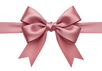 Naklejka premium Pink Satin Bow on Ribbon Isolated on Transparent Background