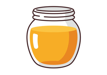 Honey jar illustration featuring golden content in a clear glass container with a threaded lid