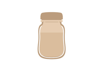 A brown liquidfilled jar with a matching lid on a white background