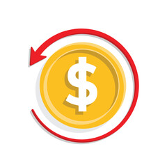 Cashback icon. E-Commerce and Promotions. Dollar coin with circular arrow. market, sale, buy. Isometric design style.