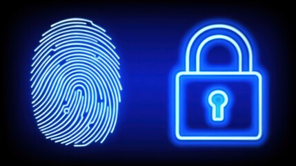Identifying security measures fingerprint scanning technology digital security graphic design neon environment close-up view cybersecurity concept