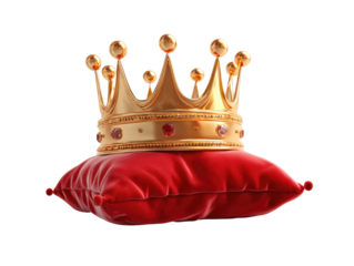 Golden crown resting on a red velvet cushion (2)