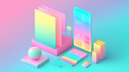 Fototapeta premium Creative digital artwork design virtual space graphic representation colorful environment abstract viewpoint modern concept