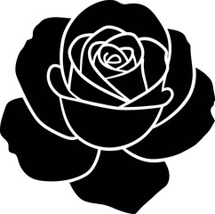 Elegant black rose silhouette minimalist floral design