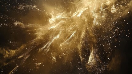 Fototapeta premium Golden and silver fireworks creating a sparkling cascade effect.