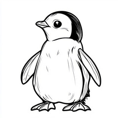 Obraz premium Cute line art illustration of a penguin chick.