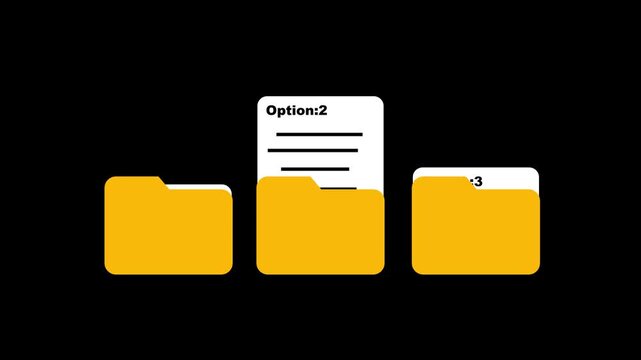 Three folders file preview animation.