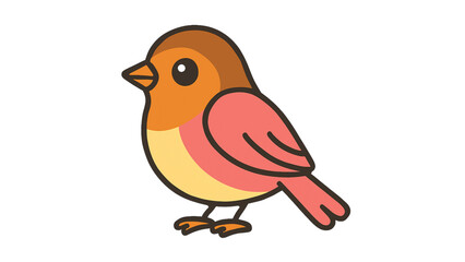 A cute cartoon robin bird isolated on white background