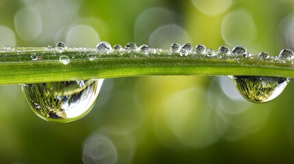 Water droplets on grass blade