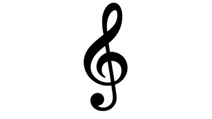 A treble clef symbol isolated on white background