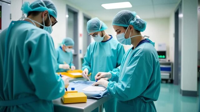 Detailed Stock Image of Hospital Safety Procedures: Trained Medical Staff, Strict Hygiene Protocols, Organized Emergency Response Systems, and Empty Space for Text
