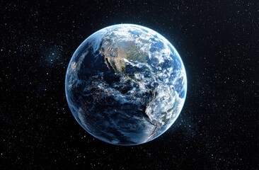 Obraz premium Earth, space, North America, clouds, night, background stars, environmental awareness