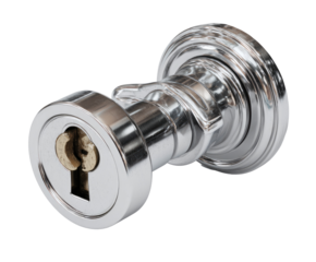 Chrome door lock, detailed close-up