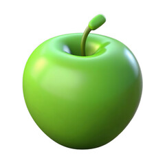 Vibrant green apple with stem isolated on transparent background