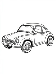 Fototapeta premium Vintage car outline drawing in black and white illustration.