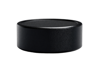 A dark, matte black circular disc