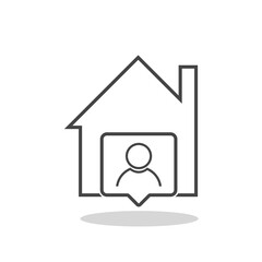 People working from home icon with shadow