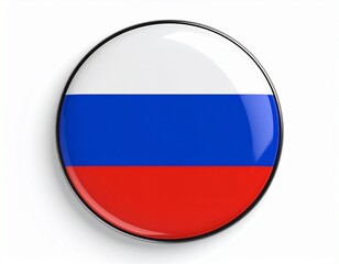 Obraz premium Russia Flag Button on White Background