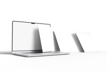 Modern Laptop Screen Website Mockup. Showcase websites, apps, or browser interfaces. Blank frame, isolated on white. Perfect for homepage, presentation, business layout for responsive design preview