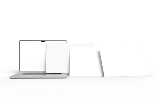 Modern Laptop Screen Website Mockup. Showcase websites, apps, or browser interfaces. Blank frame, isolated on white. Perfect for homepage, presentation, business layout for responsive design preview