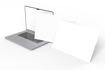 Modern Laptop Screen Website Mockup. Showcase websites, apps, or browser interfaces. Blank frame, isolated on white. Perfect for homepage, presentation, business layout for responsive design preview