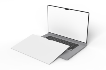 Modern Laptop Screen Website Mockup. Showcase websites, apps, or browser interfaces. Blank frame, isolated on white. Perfect for homepage, presentation, business layout for responsive design preview