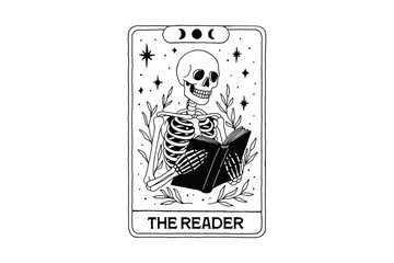  The Reader Skeleton Tarot Card Illustration Halloween SVG Design