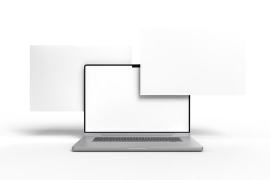 Modern Laptop Screen Website Mockup. Showcase websites, apps, or browser interfaces. Blank frame, isolated on white. Perfect for homepage, presentation, business layout for responsive design preview