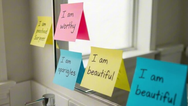 Mirror with Affirmation Sticky Notes
