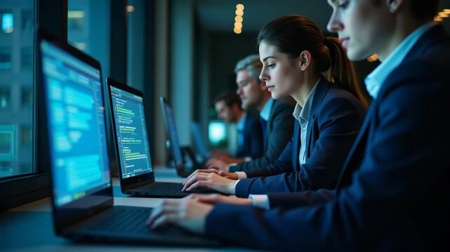 Realistic Imagery of Employees in Simulated Phishing Exercises: Strengthening Cyber Defense & Mitigating Email Threats - Stock Photo Concept with Empty Space