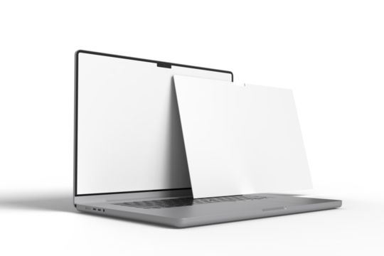 Modern Laptop Screen Website Mockup. Showcase websites, apps, or browser interfaces. Blank frame, isolated on white. Perfect for homepage, presentation, business layout for responsive design preview