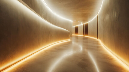 Modern tunnel turn design with lights, beautiful tunnel architecture