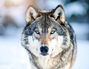 Obraz premium Wolf in snowy forest