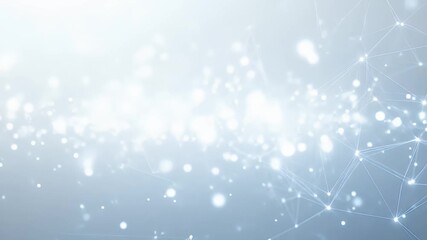 Abstract network of glowing white nodes connected by thin lines against a soft gradient background - Powered by Adobe