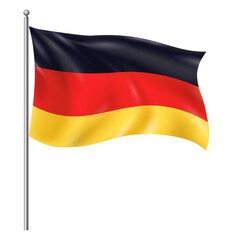 Waving German Flag on Flagpole – National Flag of Germany in Black, Red, and Gold