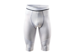 White athletic compression shorts with grey pattern isolated on transparent background