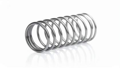 Metallic Spring Coil Isolated on White Background.
