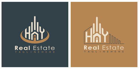 Real Estate Monogram Logo Design – Modern 2-Letter Vector Branding Series (HA to HZ)