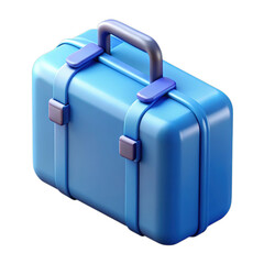 Blue vintage suitcase isolated on transparent background