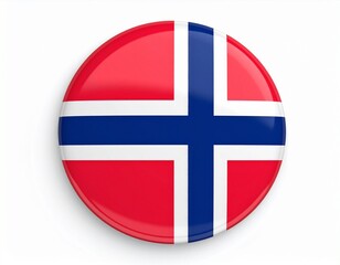 Fototapeta premium Norway Flag Button with Chrome Ring on White Background