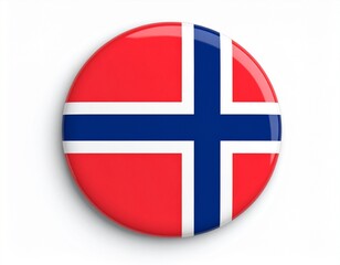 Obraz premium Norway Flag Button with Chrome Ring on White Background