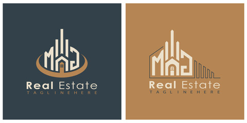 Real Estate Monogram Logo Design – Modern 2-Letter Vector Branding Series (MA to MZ)