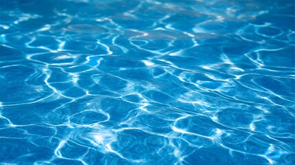 Obraz premium Blue water surface with gentle ripples and sunlight reflections, an abstract aquatic serenity.