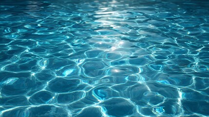 Obraz premium Blue water surface with gentle ripples and sunlight reflections, an abstract aquatic serenity.