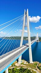 Fototapeta premium Modern cable-stayed bridge over water