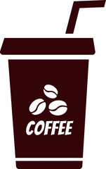 Simple Coffee Cup with Plastic Straw