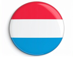 Luxembourg Flag Button on White Background